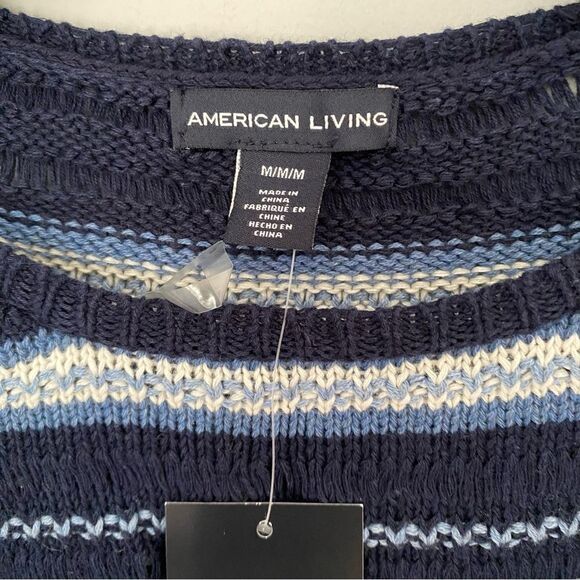 American Living Women’s Long Dolman Sleeve Round Neck Striped Sweater size M - Picture 2 of 4